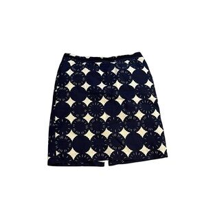 Boden Textured  Floral Print Pencil Skirt in Size 14 Blue Pattern 97%cotton